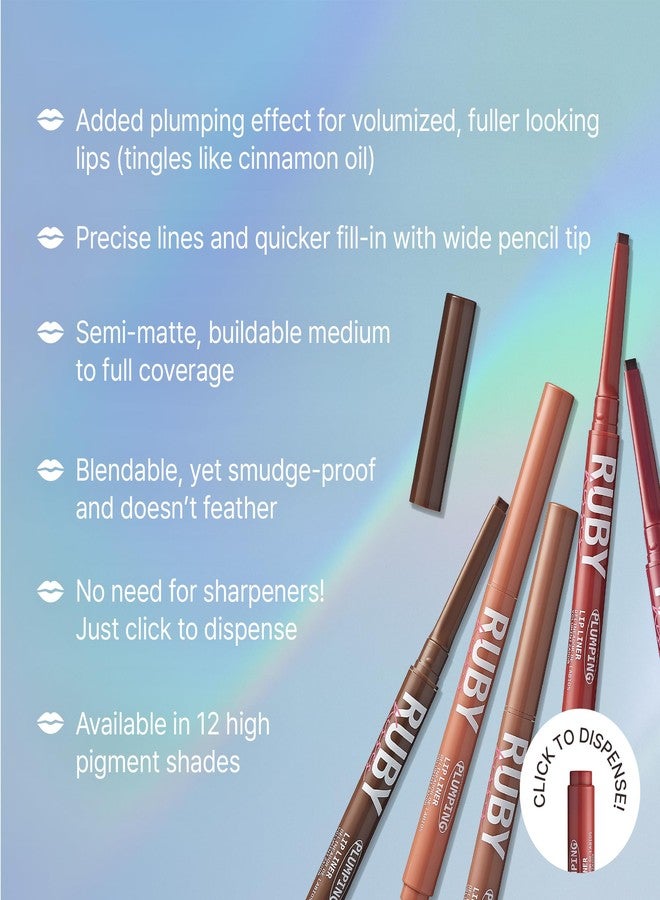 Ruby Kisses Plumping Effect Lip Liner, Semi Matte, Smudge Proof, High Pigment, Medium to Full Coverage Makeup, Precise Tip, Bold Color Lip Plumper - Image 4